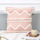 Boho pink geometric tufted pillow covers pink & white bedroom decor