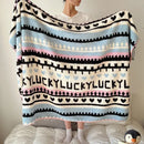 DecorBites™ Boho Printed Blanket: Cozy, Multi-Functional, Half-Flannel Shawl, Single/Double Bedspread