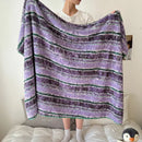 DecorBites™ Boho Printed Blanket: Cozy, Multi-Functional, Half-Flannel Shawl, Single/Double Bedspread