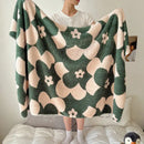DecorBites™ Boho Printed Blanket: Cozy, Multi-Functional, Half-Flannel Shawl, Single/Double Bedspread
