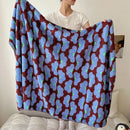 DecorBites™ Boho Printed Blanket: Cozy, Multi-Functional, Half-Flannel Shawl, Single/Double Bedspread