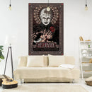 Boho red & blue jack-o-lantern wall tapestry bedroom fabric decor