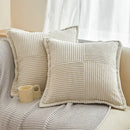 Boho striped emerald green corduroy pillow covers living room decor