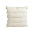 Boho style beige linen cushion cover with tassels living room decor