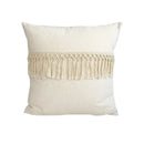 Boho style beige linen cushion cover with tassels living room decor