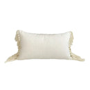 Boho style beige linen cushion cover with tassels living room decor