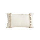 Boho style beige linen cushion cover with tassels living room decor