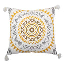 Boho style cotton embroidered pillow cover cream & mustard living room
