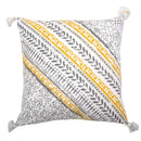 Boho style cotton embroidered pillow cover cream & mustard living room