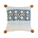 Boho style cotton embroidered pillow cover cream & mustard living room