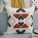 Boho style embroidered pillow cover cream & rust living room decor