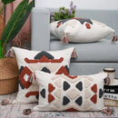 Boho style embroidered pillow cover cream & rust living room decor