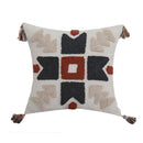 Boho style embroidered pillow cover cream & rust living room decor