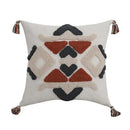 Boho style embroidered pillow cover cream & rust living room decor