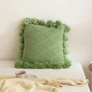 DecorBites™ Boho Style Ivory Green Pink Tassles 45x45cm Cushion Cover for Home Decoration