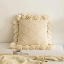 Boho style ivory & pastel cushion cover living room tassel pillow
