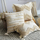 Boho style tufted cream cotton cushion cover for living room sofa