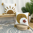 Boho sun and moon embroidered decorative pillowcases 45x45 bedroom