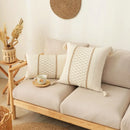 DecorBites™ Boho Tassel Cushion Cover: Geometric Woven Crochet Pillowcase