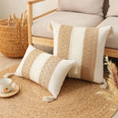 DecorBites™ Boho Tassel Cushion Cover: Geometric Woven Crochet Pillowcase