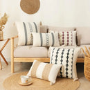 DecorBites™ Boho Tassel Cushion Cover: Geometric Woven Crochet Pillowcase