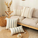 DecorBites™ Boho Tassel Cushion Cover: Geometric Woven Crochet Pillowcase