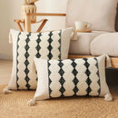 DecorBites™ Boho Tassel Cushion Cover: Geometric Woven Crochet Pillowcase