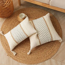 DecorBites™ Boho Tassel Cushion Cover: Geometric Woven Crochet Pillowcase
