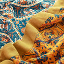 Boho teal & gold elephant cotton throw blanket bedroom decor