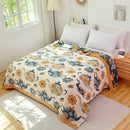 Boho teal & gold elephant cotton throw blanket bedroom decor