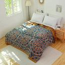 Boho teal & gold elephant cotton throw blanket bedroom decor