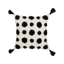 Boho tufted beige & white pillow cover living room tassel decor