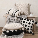 Boho tufted beige & white pillow cover living room tassel decor