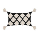 Boho tufted beige & white pillow cover living room tassel decor