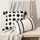 Boho tufted beige & white pillow cover living room tassel decor
