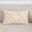 Boho tufted beige & white pillow cover living room tassel decor