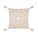 Boho tufted beige & white pillow cover living room tassel decor