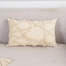 Boho tufted beige & white pillow cover living room tassel decor