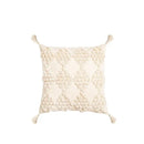 Boho tufted beige & white pillow cover living room tassel decor