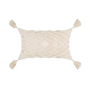 Boho tufted beige & white pillow cover living room tassel decor