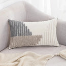 Boho tufted embroidered cushion cover grey & beige living room pillow