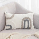 Boho tufted embroidered cushion cover grey & beige living room pillow