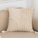 Boho tufted embroidered cushion cover grey & beige living room pillow