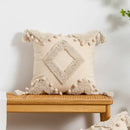 Boho tufted embroidered cushion cover grey & beige living room pillow