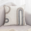 Boho tufted embroidered cushion cover grey & beige living room pillow