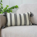 Boho tufted fringed black & white pillowcase living room decor