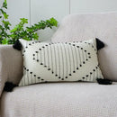 Boho tufted fringed black & white pillowcase living room decor