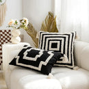 Boho tufted geometric black & white pillow cover living room tassels