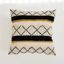 Boho tufted geometric black & white pillow cover living room tassels