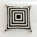 Boho tufted geometric black & white pillow cover living room tassels